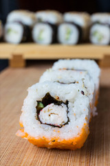 Close up of sushi, Japanese seafood