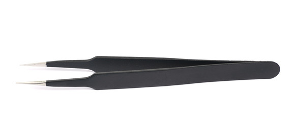Black tweezers tool isolated