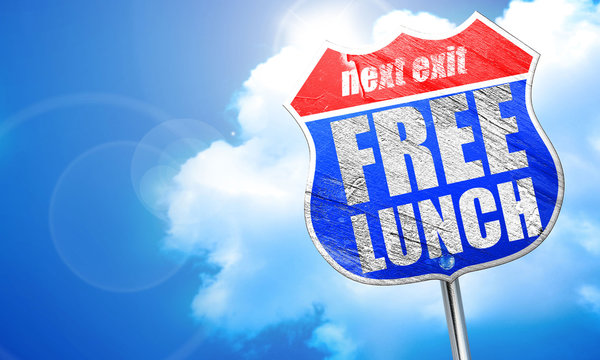 Free Lunch, 3D Rendering, Blue Street Sign