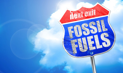 fossil fuels, 3D rendering, blue street sign