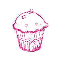 Bakery concept represented by muffing cupcake icon. Isolated and sketch illustration