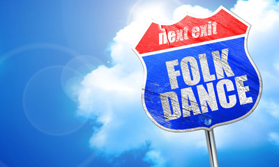 folk dance, 3D rendering, blue street sign