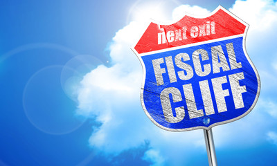 fiscal cliff, 3D rendering, blue street sign