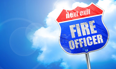 fire officer, 3D rendering, blue street sign