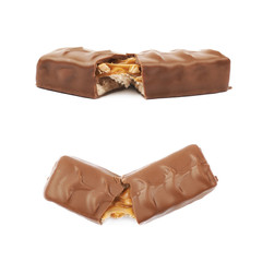 Caramel chocolate bar isolated