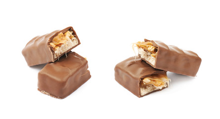 Caramel chocolate bar isolated