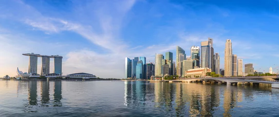 Fotobehang Singapore Skyline van de panoramastad van Singapore