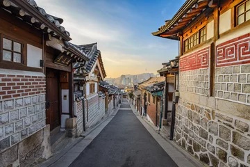 Fotobehang Bukchon Hanok Village, Seoel, Zuid-Korea © Noppasinw