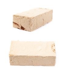 Briquette of a caramel ice cream isolated