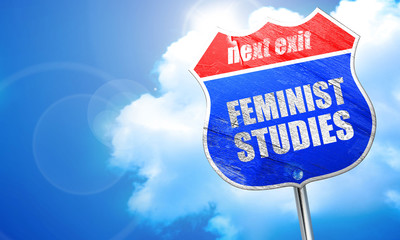 feminist studies, 3D rendering, blue street sign