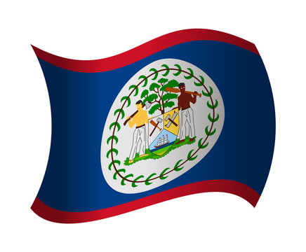 belize flag waving in the wind