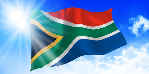 南アフリカ　 国旗　空　背景