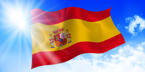 スペイン　 国旗　空　背景