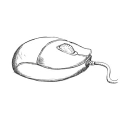 Technology and gadget concept represented by mouse sketch icon. Isolated and flat illustration