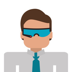 flat design person using modern glasses icon vector illustration