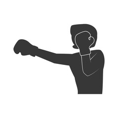 Boxing concept represented by boxer silhouette icon. Isolated and flat illustration