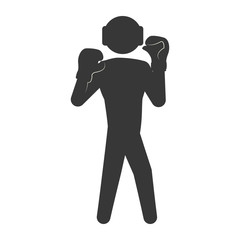 Boxing concept represented by boxer silhouette icon. Isolated and flat illustration