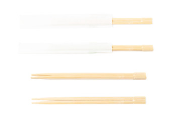 Wooden sushi chopsticks isolated