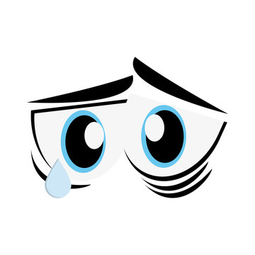 flat design sad cartoon eyes icon vector illustration