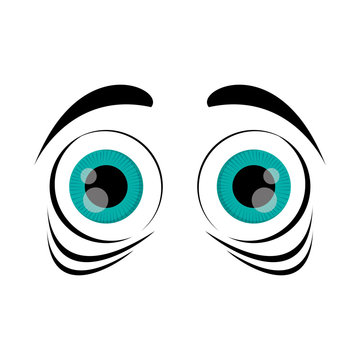 flat design frightened cartoon eyes icon vector illustration