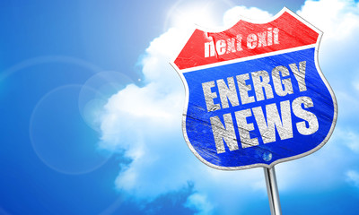 energy news, 3D rendering, blue street sign