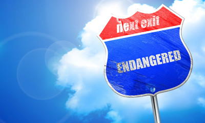 endangered, 3D rendering, blue street sign