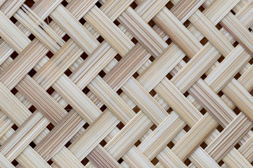 wooden surface of pattern wicker bamboo in handmade.