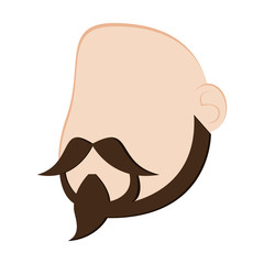 flat design faceless man head with facial hair icon vector illustration