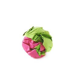 Obraz premium Colorful crumbled paper ball isolated