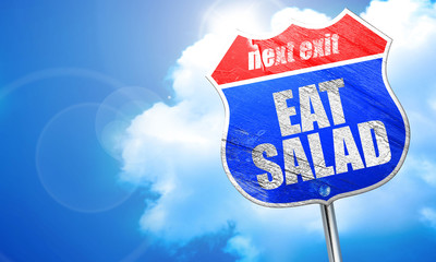 eat salad, 3D rendering, blue street sign