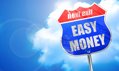 easy money, 3D rendering, blue street sign