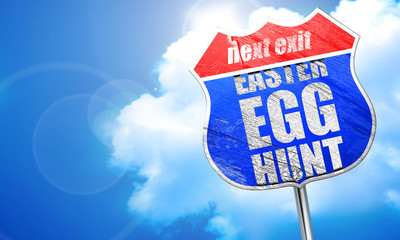 easter egg hunt, 3D rendering, blue street sign