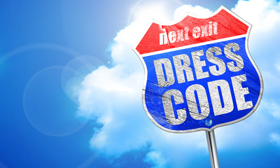 dress code, 3D rendering, blue street sign