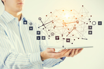 Global connection . Mixed media