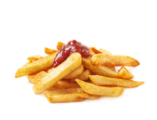 Pile of french fried potato slices isolated