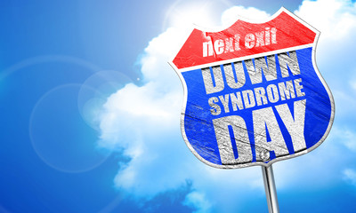 down syndrome day, 3D rendering, blue street sign