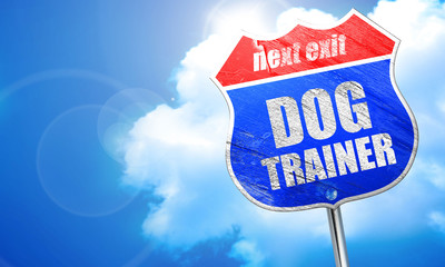 dog trainer, 3D rendering, blue street sign