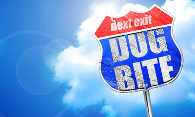 dog bite, 3D rendering, blue street sign