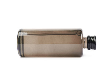 Black glass bottle vial isolated