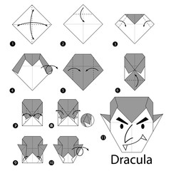 step by step instructions how to make origami Dracula.