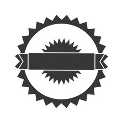 Label concept represented by seal stamp with ribbon icon. Isolated and flat illustration