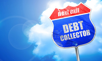 debt collector, 3D rendering, blue street sign