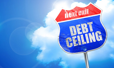 debt ceiling, 3D rendering, blue street sign