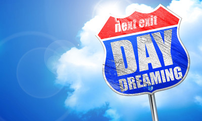 day dreaming, 3D rendering, blue street sign