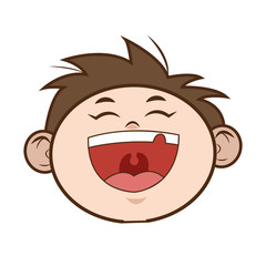 flat design happy young boy icon vector illustration