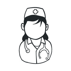 Medical and health care concept represented by silhouette nurse woman icon. Isolated and flat illustration