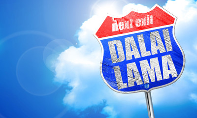 the Dalai lama, 3D rendering, blue street sign