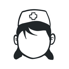 Medical and health care concept represented by silhouette nurse woman icon. Isolated and flat illustration