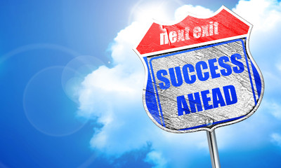 Success sign with smooth lines, 3D rendering, blue street sign