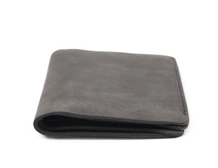 Flat leather wallet isolated